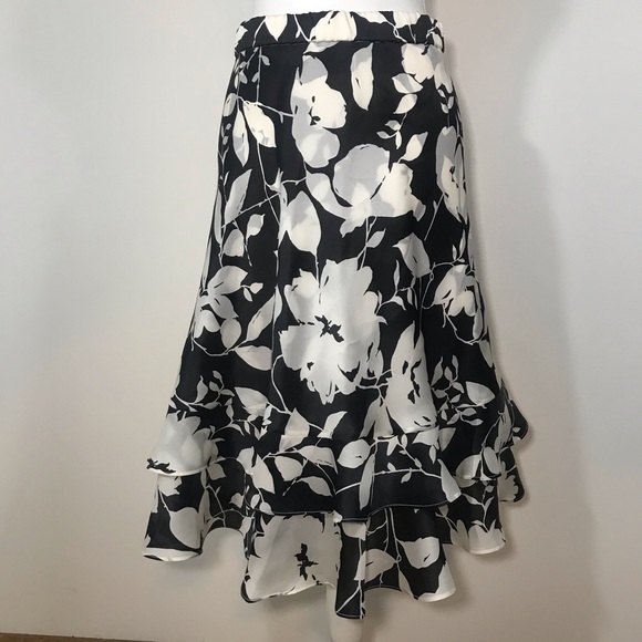 St. John Dresses & Skirts - St. John Evening Floral Silk Ruffle Skirt